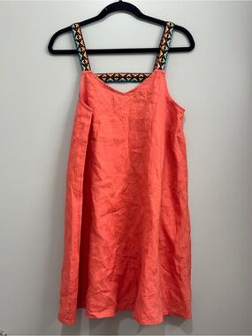 Cynthia Rowley Coral Linen Dress Boho Resort Coastal Vacation